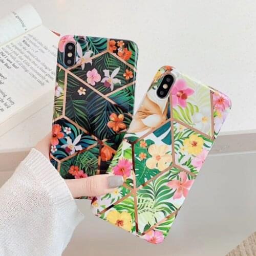 2021 Popular Geometric Colorful flower Phone Case For iPhone 11 Pro Max XR XS Max 6 6S 7 8 Plus X Soft Electroplated Back Cover