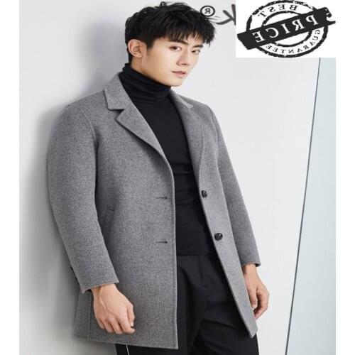 Casual Fashion 100% Wool Coat Men Clothes 2021 New Brand Winter Korean Long Woolen Jacket Man Abrigo Hombre Hiver a026