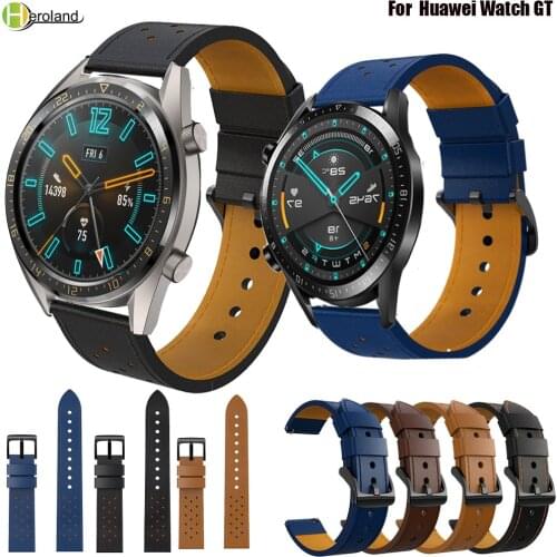 22mm Leather Strap Watchband Wristband For Huawei Watch GT1 GT 2 46mm Smart Wriststrap Bracelet For Huawei Watch 2 pro strap