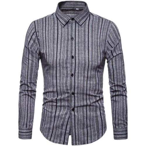 Shirt 2018 New Brand Men Shirt Stylish Button Striped Slim Fit Long Sleeve Tops Casual Dress Shirts