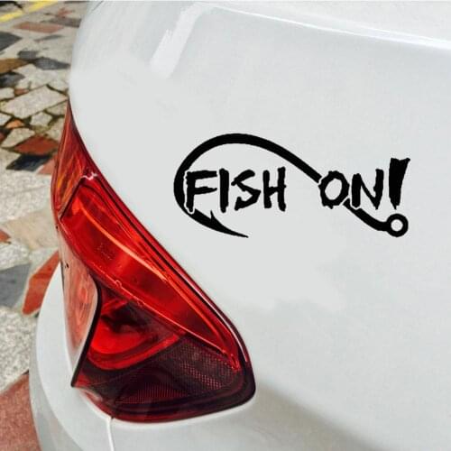 FISH ON Fishing Hook Car-Styling Vehicle Body Window Decals Sticker Decoration Car Exterior Accessories 2019 New Funny Sign