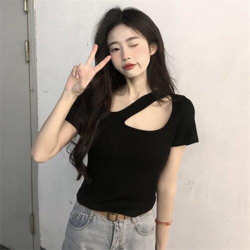 Женские однотонные футболки SONNEESD China At AliExpress