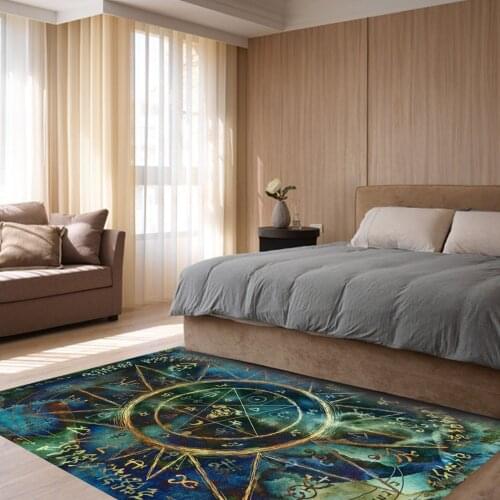 Modern Anti Slip Area Rugs Large Geometric Floor Mat Zodiac Home Living Room Bedroom Decoration Carpet Sun Line Drawing