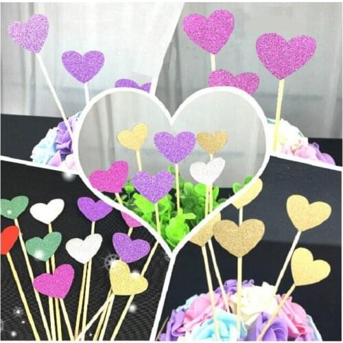 Cake toppers glitter heart paper cards banner for Cupcake Wrapper Baking Cup birthday tea party wedding decor baby shower cn