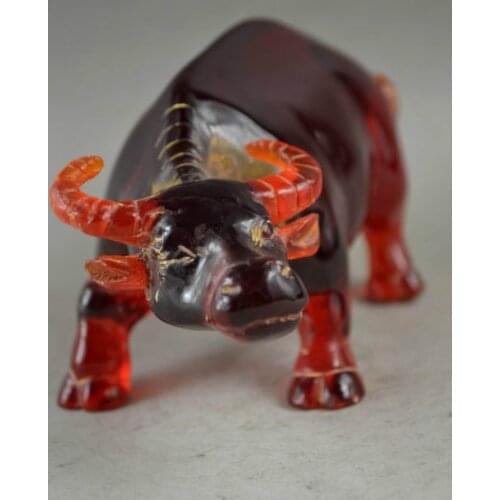 Elaborado chino antiguo de resina de trabajo a mano realista ganado duro trae buena Estatua de la suerte