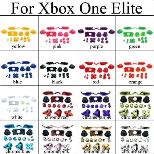 Solid Bumper Triggers Buttons Replacement Plastic & Chrome Full Set D-pad LB RB LT RT ABXY Button For Xbox One Elite Controller
