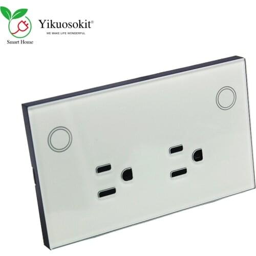 Smart Double US Standard Wall Plug 13A Power Outlets AC110V American Home Bedroom Touch Wall Socket Black White