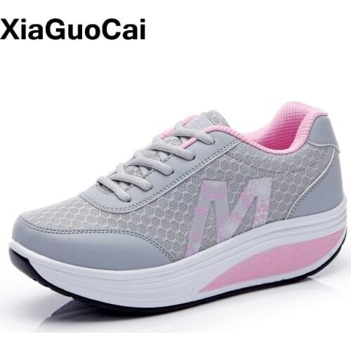 Spring Mesh Women Casual Shoes Sneakers 2020 Breathable Lace Up Womens Footwear Height Increasing Female Flat Platform Shoes