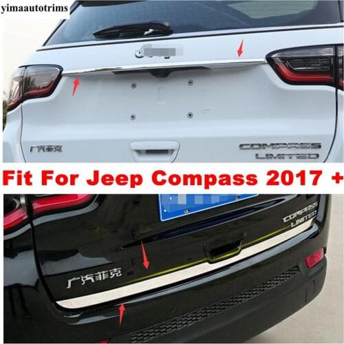 For Jeep Compass 2017 - 2020 Stainless Steel Rear Tail Tailgate Door Trunk Trim Exterior Mouldings Accessories Auto Protection
