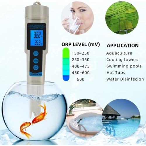 3 in 1 ORP TEMP PH Meters Waterproof ORP Meter PH Tester Redox Potential Testers Water Quality Measure Tool Water Detector 50