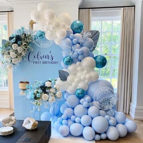108pcs DIY Pastel Macaron Blue white Balloon Garland Metallic Blue Globos Birthday Wedding Baby Shower Anniversary Party Decor