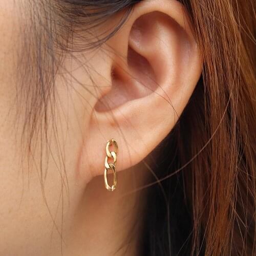 Punk Bijoux Femme Figaro Chain Earrings Gold Ear Studs Hip Hop Jewelry Brincos Para As Mulheres Stainless Steel Earrings Women