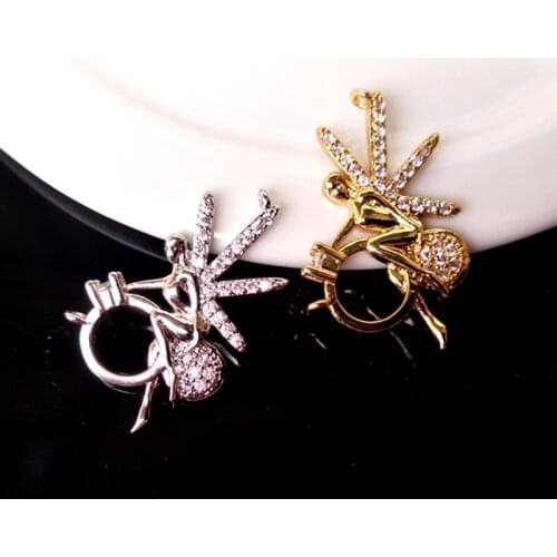 10 Pcs CZ crystal Angel Girl Double Bails Charm CZ zircon Micro pave Connector Jewelry Finding DIY Bracelet necklace making C159