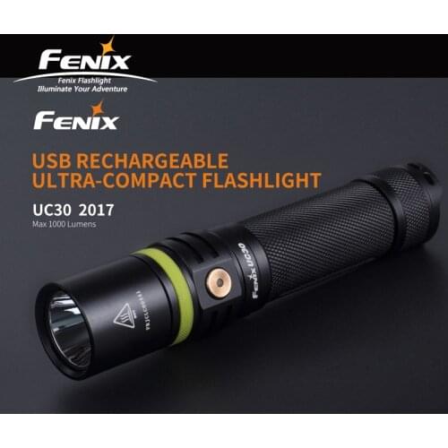 1000 Lumens Fenix UC30 2017 Cree XP-L HI V3 LED Torch Rechargeable Micro USB Flashlight with 2600mAh 18650 battery