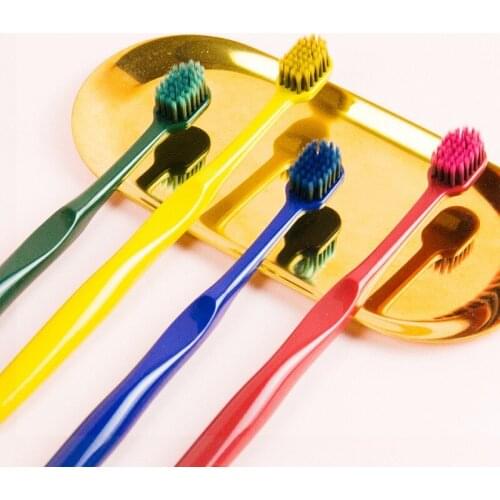 2Pcs Cheap Toothbrush Ultra Fine Super Soft Bristle Gradient Color Toothbrush Holder Deep Cleaning Brush For Oral Care Tools