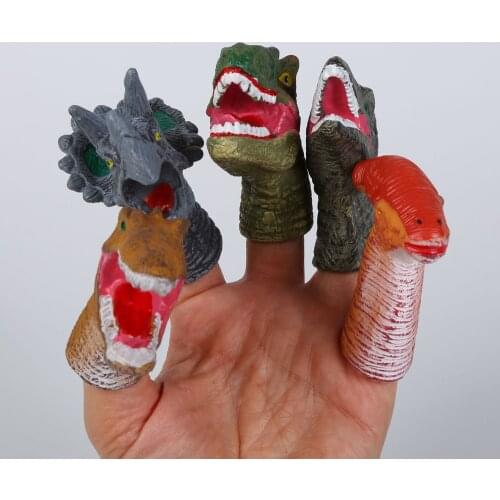 New 5Pcs Dinosaur Finger Puppet Interactive Doll Set Child Baby Favor Mini Cartoon Toys for Children Gift for Girls and Boys