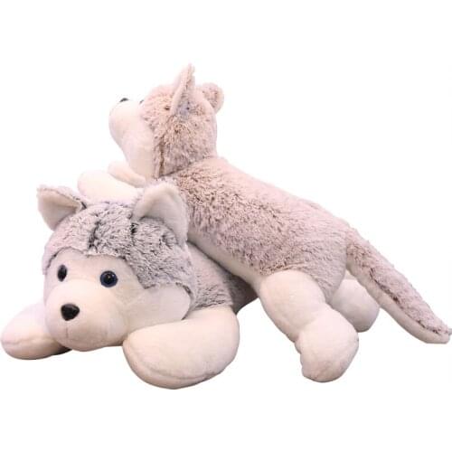 60/90/110cm Cute Plush Husky Toy Stuffed Grey Dog Animals Doll Soft Husky Lying Dog Plush Toy Girl Kids Birthday Gift