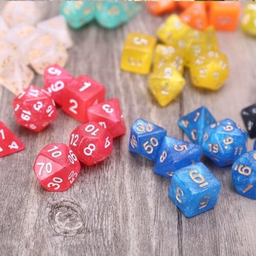 7pcs D20 Acrylic Polyhedral Dice Glitter Double Colors 20 Sided Dices Table Board Playing Game