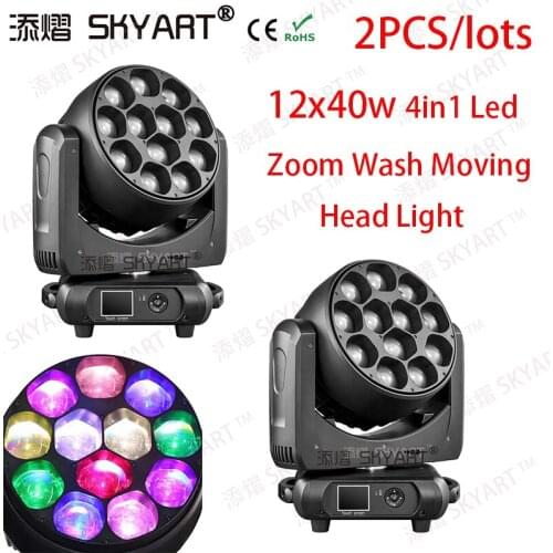 Free Shipping 2pcs RGBW Wash Zoom LED Moving Head 12x40w Moving Head Dmx Dot Pixel Professional