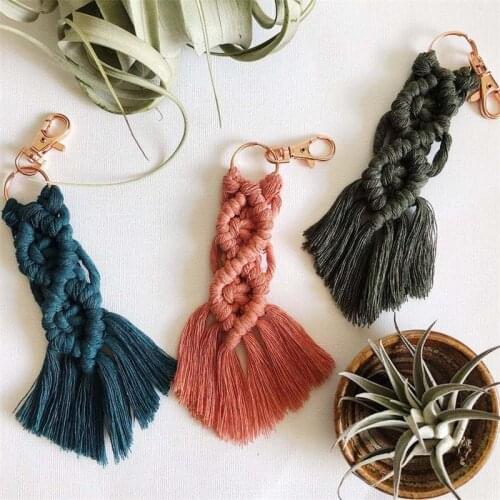 Macrame Fringe Keychain / Small / Mini Macrame - ASSORTED COLORS AVAILABLE Boho Backpack Clip Keyring Bridesmaids Gift JL40F3