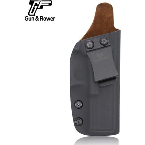 Gun&Flower Glock 17/22/31 IWB Kydex Holster Inside Leather Concealed Carry 9mm Fast Draw Gun Pistol Pouch