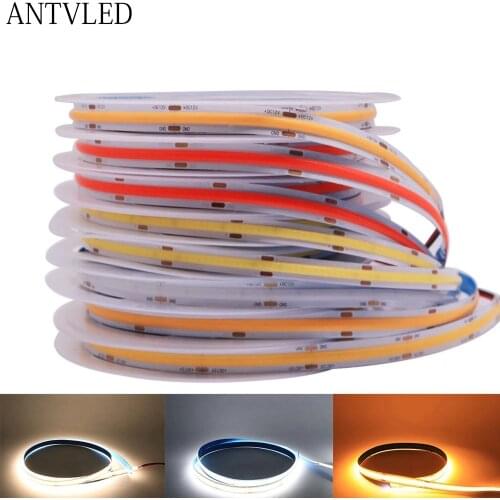 COB LED Strip Light High Density Flex LED Tape Light Dimmable FOB Linear Ribbon Red Green Blue Yellow White Warm White DC12V/24V