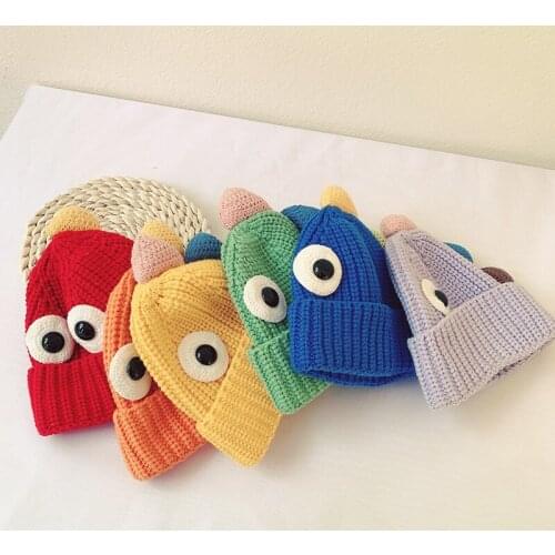 Dinosaur Little Monster Childrens Knitted Hat for Boys and Girls Autumn and Winter Warm Hat Cute Baby Windproof Knitted Hat