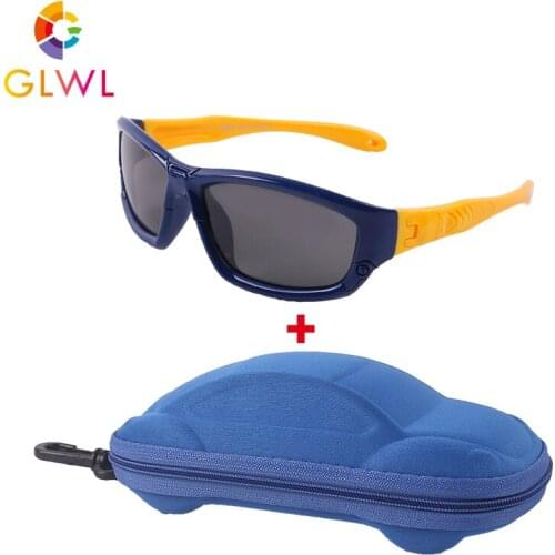 Children Sunglasses With Case Silicone Polarized Glasses Square Kid Eyeglasses Girls Fashion Eyewear Boys Safe UV400 Shades Baby