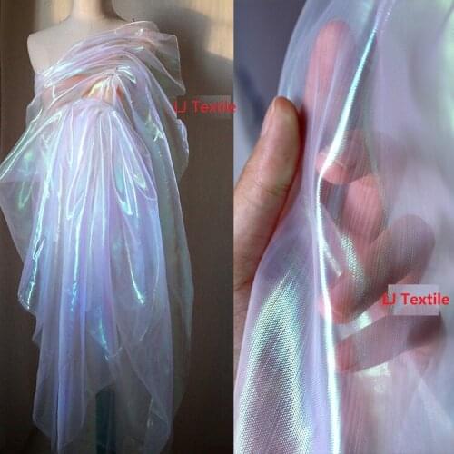 Designer fabric transparent mesh laser magic color Eugen gauze cloth light gauze wedding dresses fabric Christmas decorations