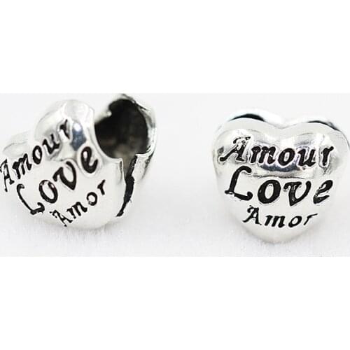 European style charm bracelet jewelry accessories DIY love love positioning buckle buckle bracelet slip silver alloy