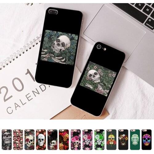 FHNBLJ Retro Style Flower Skull Phone Case for iPhone 11 12 pro XS MAX 8 7 6 6S Plus X 5S SE 2020 XR cover