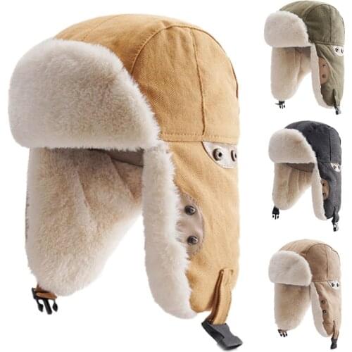 066C Bomber Cotton Winter Ski Trapper Ear Flap Hat Foldable Earmuff Outdoor Windproof