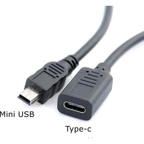 25CM USB Type-c to Mini USB Cable 2.0 5pin Mini-B Male to USB 3.1 USB-C female Converter Adapter Data Charging Cable