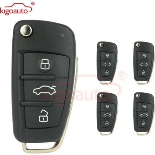 Kigoauto 5pcs 3 button 434Mhz HU66 blade for Audi A3 TT 2007 2008 2009 2010 flip remote key 8P0837220D