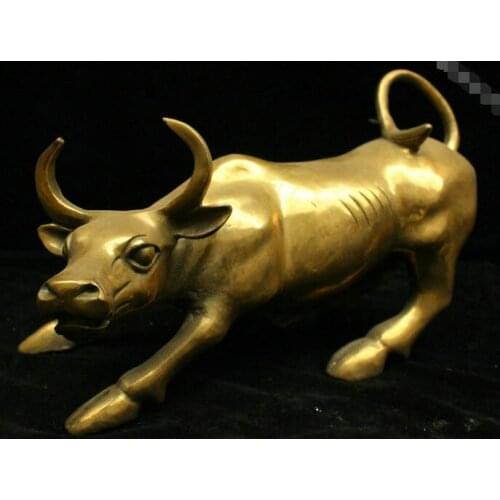 30CM China old Brass antique Bronze Chinese Zodiac cattle Sculpture