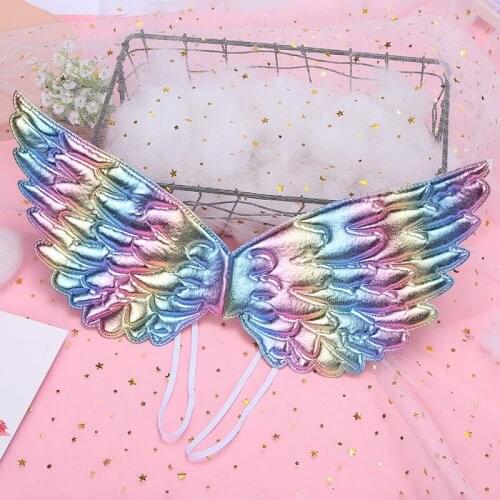 Angel Wings Kids Girls Princess Fairy Wings Halloween Cosplay Costume Shiny Metallic Wings Photo Prop Masquerade Party Children