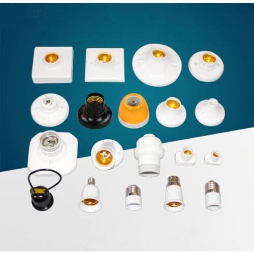 Square round lamp socket adapter E27 E14 lamp holder with power on-off control switch lighting accessories