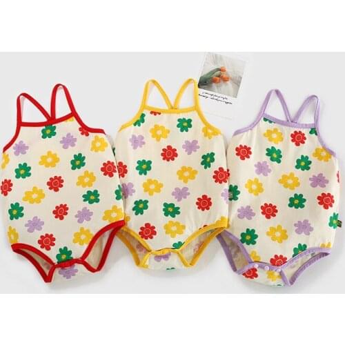 Summer Baby Girl Clothes Newborn Sleeveless Bodysuit Toddler Kids Playsuit Jumpsuits Floral Print Casual Backless Romper Outfits