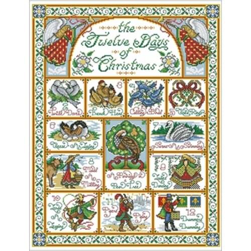 Christmas 12 days patterns counted 11CT 14CT 18CT DIY Cross Stitch Sets wholesale Cross-stitch Kits Embroidery Needlework