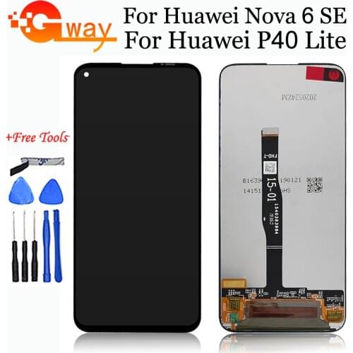 Original New Tested LCD For HUAWEI P40 Lite lcd With Frame Display Screen For HUAWEI Nova 6 SE LCD JNY-AL10 JNY-TL10 LCD Screen