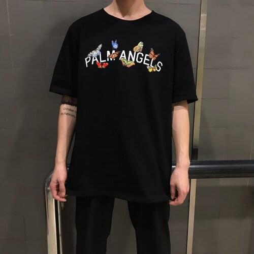 Palm Angels butterfly letters short-sleeved spring and summer men and women with the same casual wild loose T-shirt tide PA-56