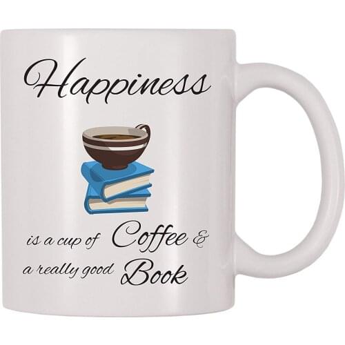Happiness Is A Cup Of Coffee And A Really Good Book Coffee Mug (11 oz)
