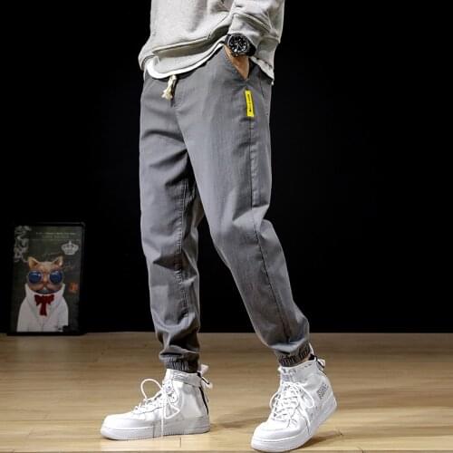 Fashion Streetwear Men Joggers Loose Fit Casual Cargo Pants For Men Overalls Elastic Cotton Hip Hop Ankle Banded Harem Trousers