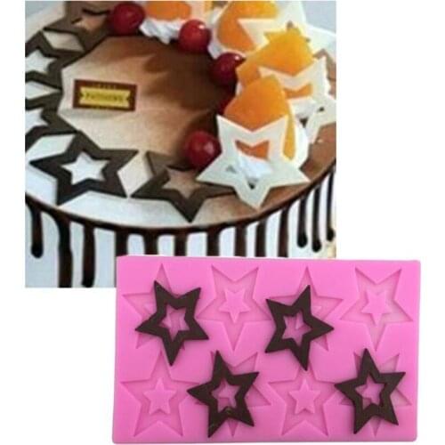 Hollow Five-pointed star silicone mold chocolate cake fondant lace cake decorating kitchen Baking tools F0648