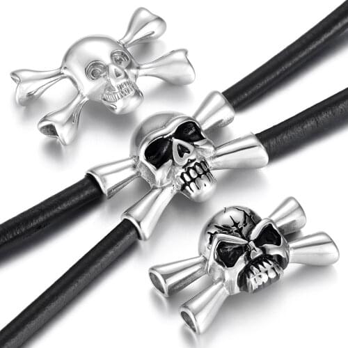 2pcs Stainless Steel Connectors Skull 2/2 Hole 5mm for DIY Punk Charms Bracelet Findings Jewelry Making Connect Parts Supplies