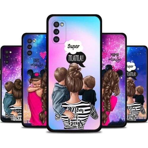 Super Mom Baby Girl Boy Phone Cover For Samsung Galaxy A71 A51 A11 A12 A21 A52 A42 A02s A02 Case Black Funda