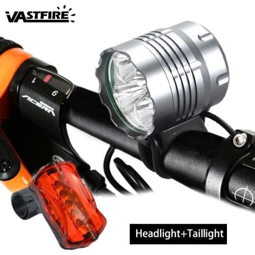 10000Lm 5x XM-L T6 LED Cycling Lamp 3 Modes Bike Headlamp MTB Road Cycling Headlight Bicycle Accessories+Battery + Rear Light