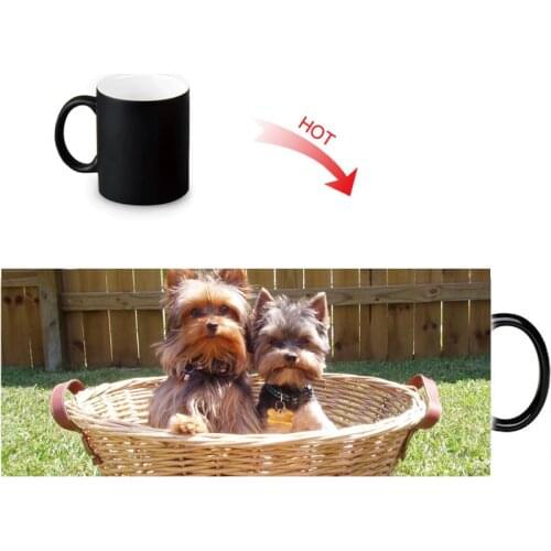 Yorkshire Terrier cold hot sensitive mug heat changing color ceramic tea cup magical transforming cofee mugs 12oz