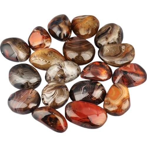 TUMBEELLUWA 1Pc Pebble Natural Banded Agate Palm Stone Worry Stone Polished Irregular Stone Mineral Specimen