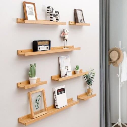 Nordic Style BambooWood U-shaped Storage Rack Hanging Wall Decor Shelf Storage Rack Wall Book Figurines Display Crafts Shelves